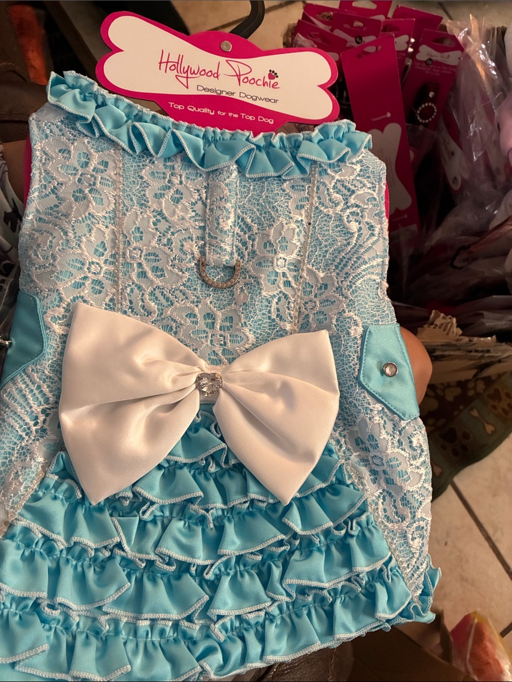 Baby Blue Lace Bow Dress for pets